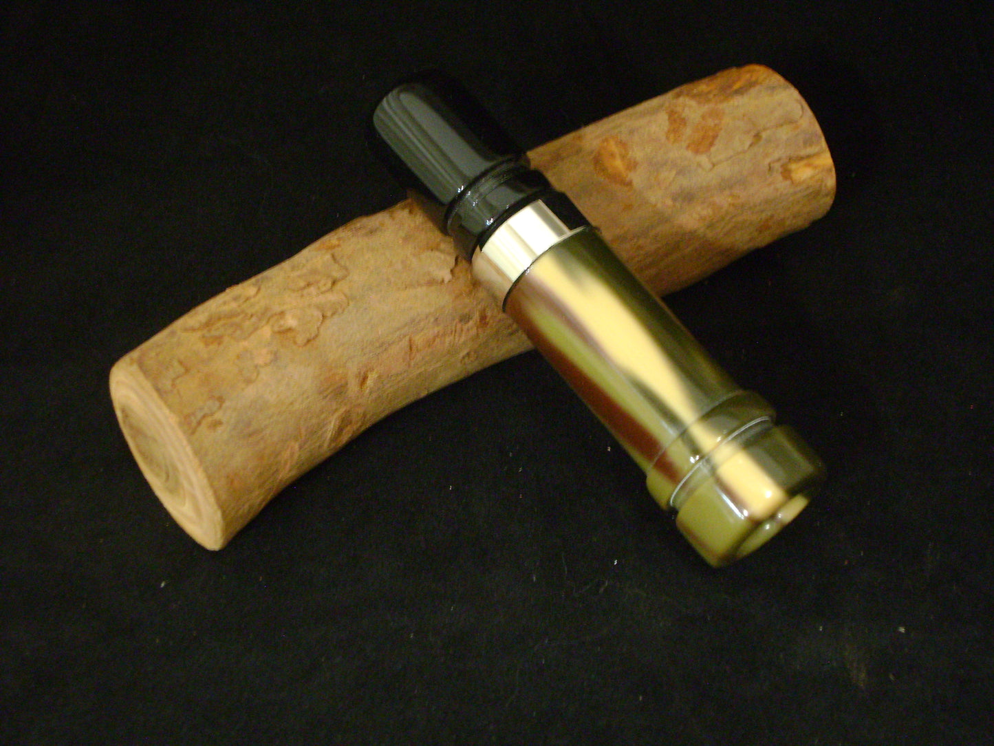 Tiger Striped Woodland Camo and Black Acrylic Upslope Style Mallard Duck Call